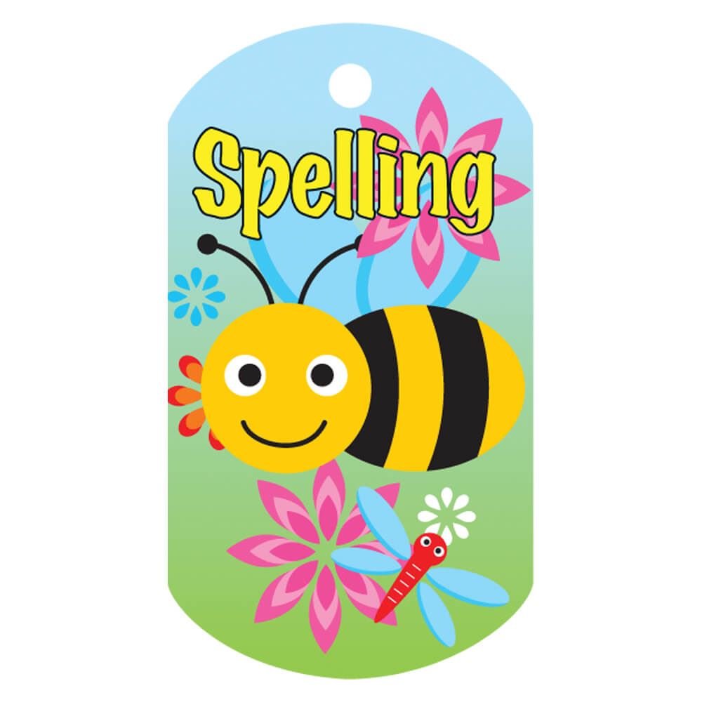 Spelling (Bee) Laminated Award Tag With 24" Chain Positive Promotions