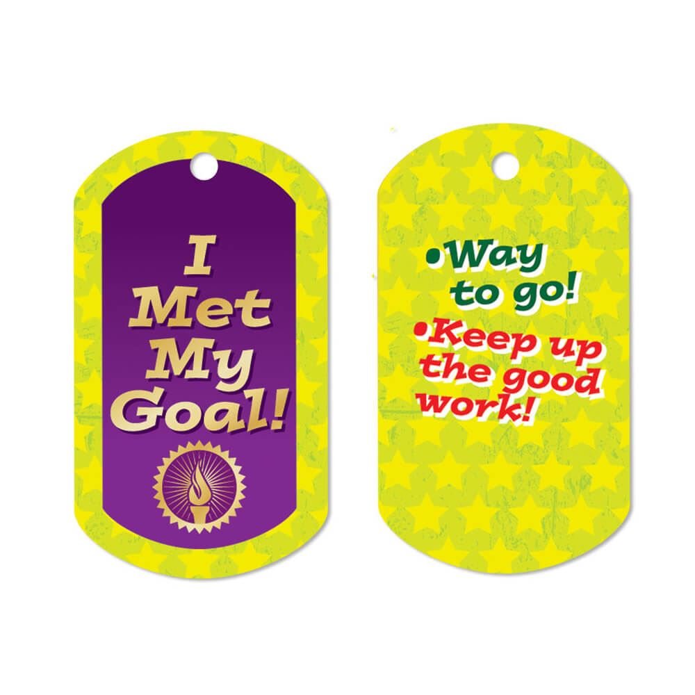 I Met My Goal! Tag With 4" Chain | Positive Promotions
