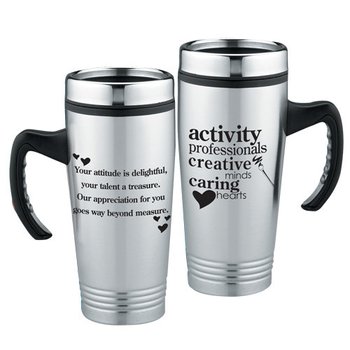 Stainless Steel Travel Mug: Activity Professionals Creative Minds Caring Hearts