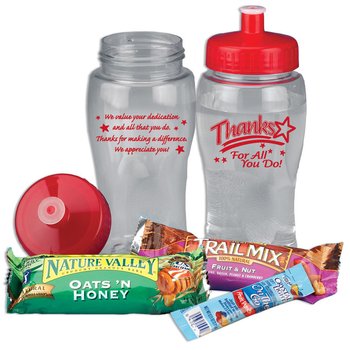 Contour Grip Water Bottle With Healthy Snacks