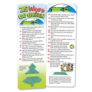 25 Ways To Go Green Seeded Paper Plant-A-Shape Bookmarks (Tree)
