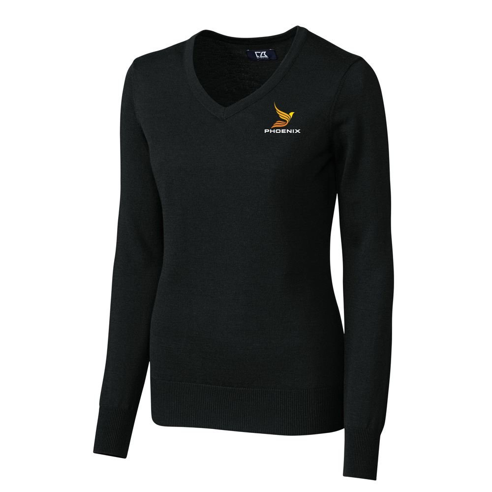 Cutter & Buck&reg; Women's Douglas Long-Sleeve V-Neck Sweater - Embroidered Personalization Available