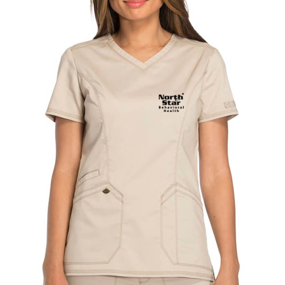 Dickies&reg; Women's Two-Pocket Essence V-Neck Scrubs Top - Personalization Available