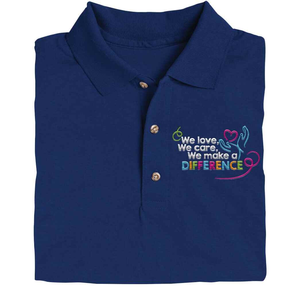 We Love, We Care, We Make A Difference Gildan&reg; DryBlend Jersey Polo - Personalization Available