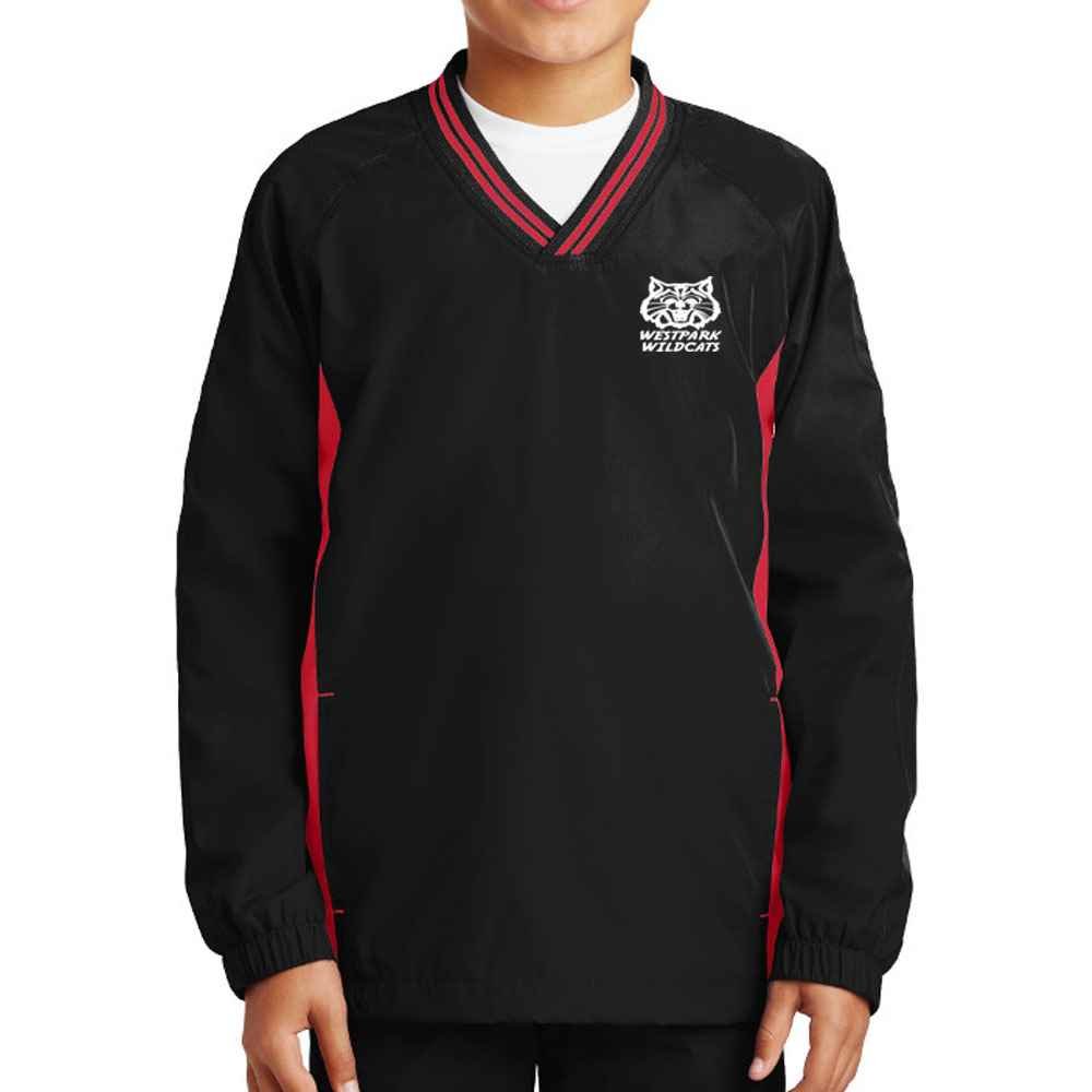 Sport-Tek&reg; Youth Tipped V-Neck Raglan Wind Shirt - Personalization Available