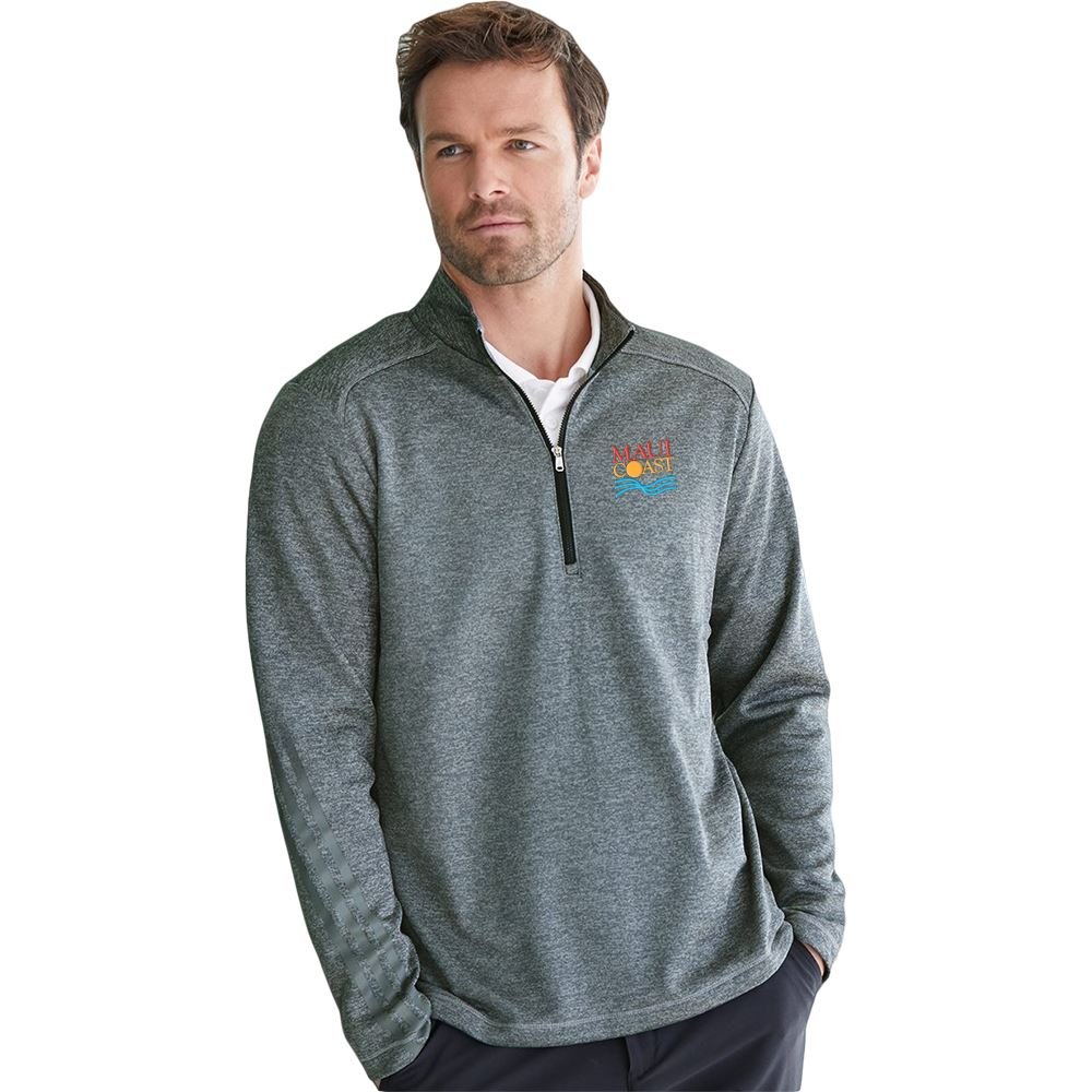 adidas® Men's Brushed Terry Heather Quarter Zip - Embroidered Personalization Available