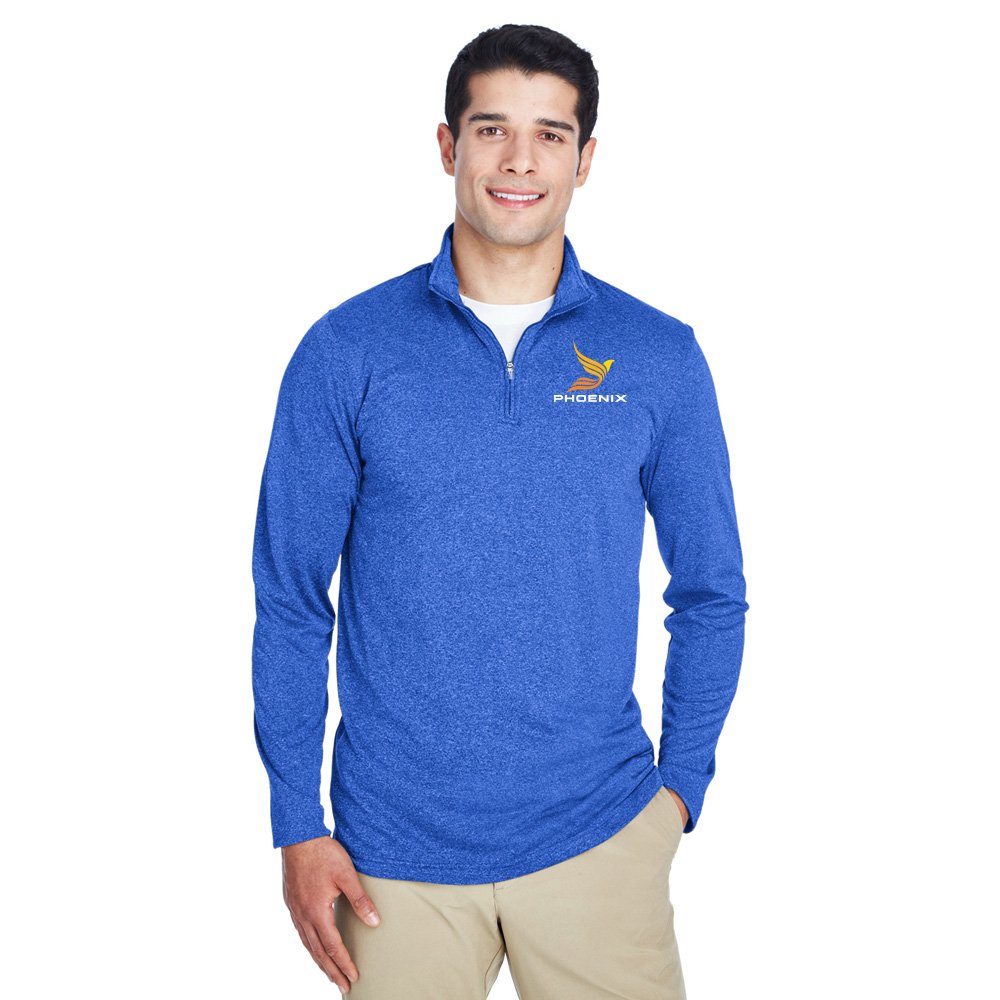 UltraClub Cool & Dry Heathered Performance Quarter Zip - Embroidered Personalization Available