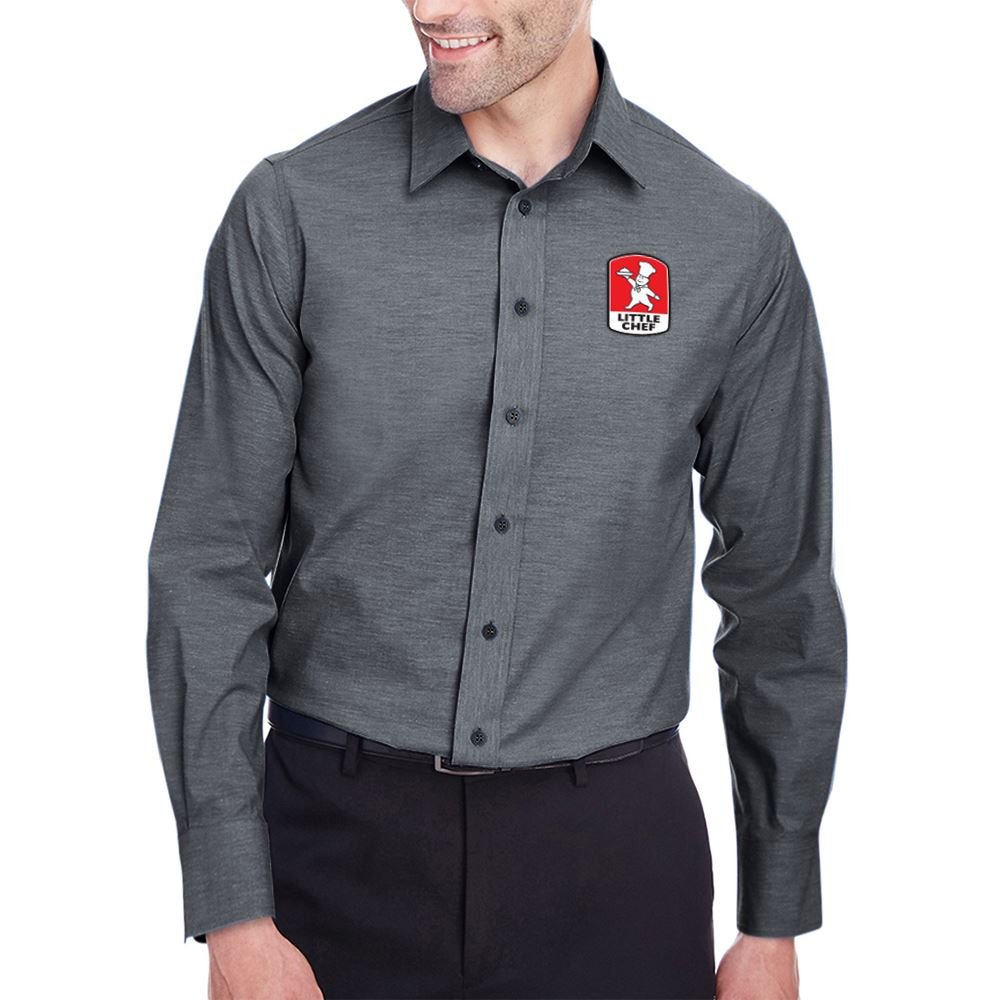 Devon & Jones&reg; Crown Collection&trade; Stretch Pinpoint Chambray Shirt - Embroidered Personalization Available