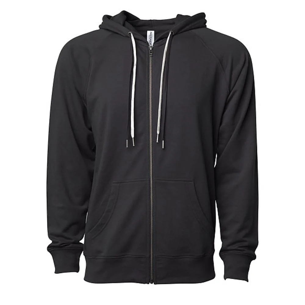 Independent Trading Unisex Lightweight Loopback Terry Zip
