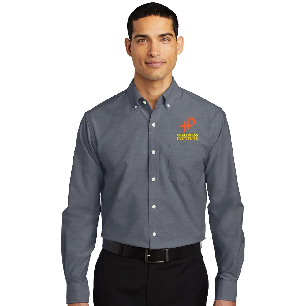 men's portly dress shirts Port Authority S608 Long Sleeve Easy Care Shirt 2XL Royal/Classic Navy