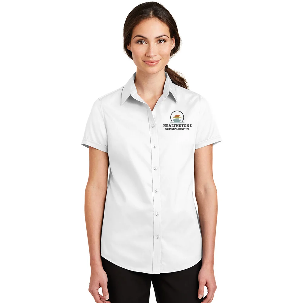 port authority dress shirts Port Authority LW816 Women's Long Sleeve Nailhead Easy Care Shirt - Deep Black