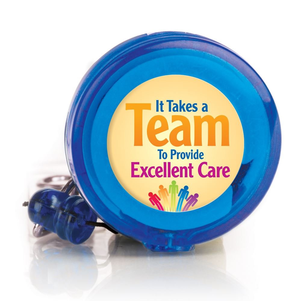 It Takes A Team To Provide Excellent Care 4-Color Retractable Badge Holder