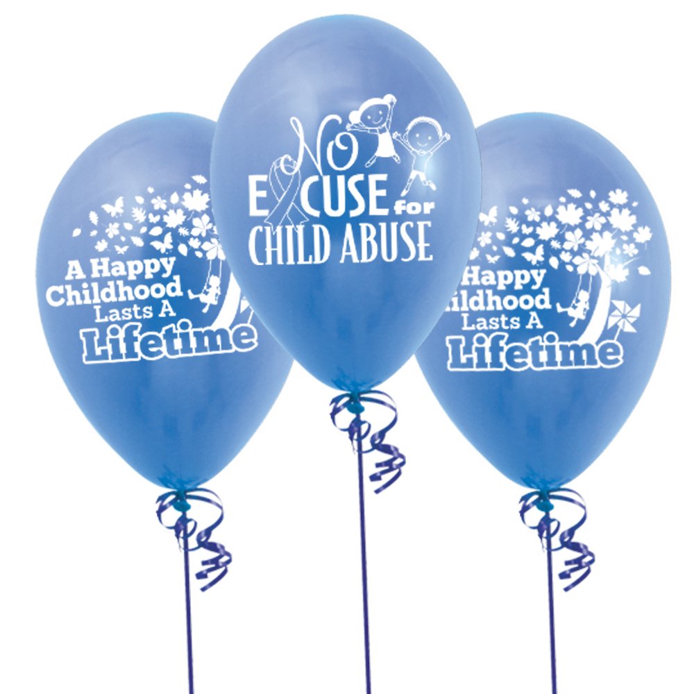 Child Abuse Prevention 2-Sided Latex Balloons - Pack of 50