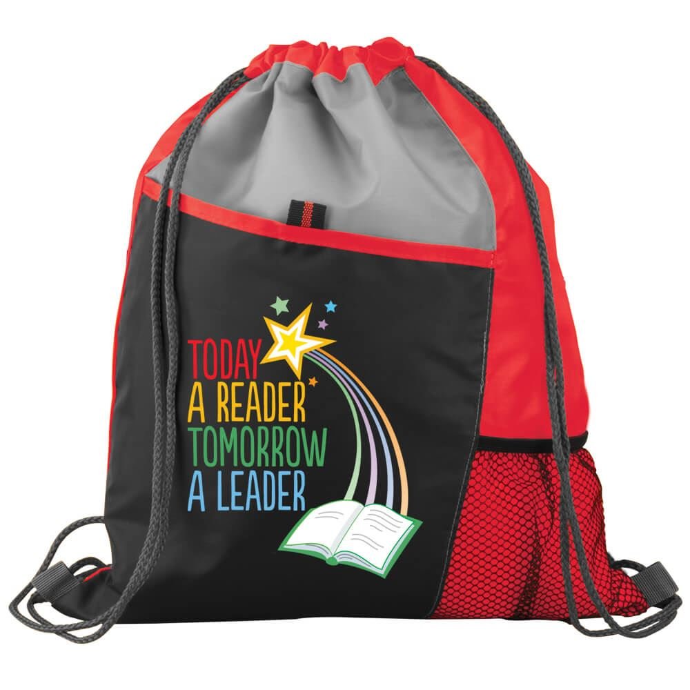 Today A Reader, Tomorrow A Leader Drawstring Backpack