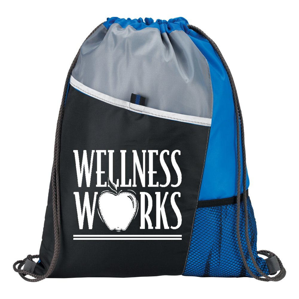 Blue Drawstring Backpack - Personalization Available