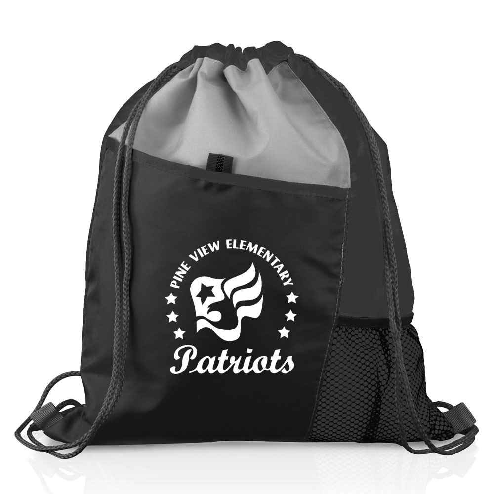 Black Sport Drawstring Mesh Backpack - Personalization Available