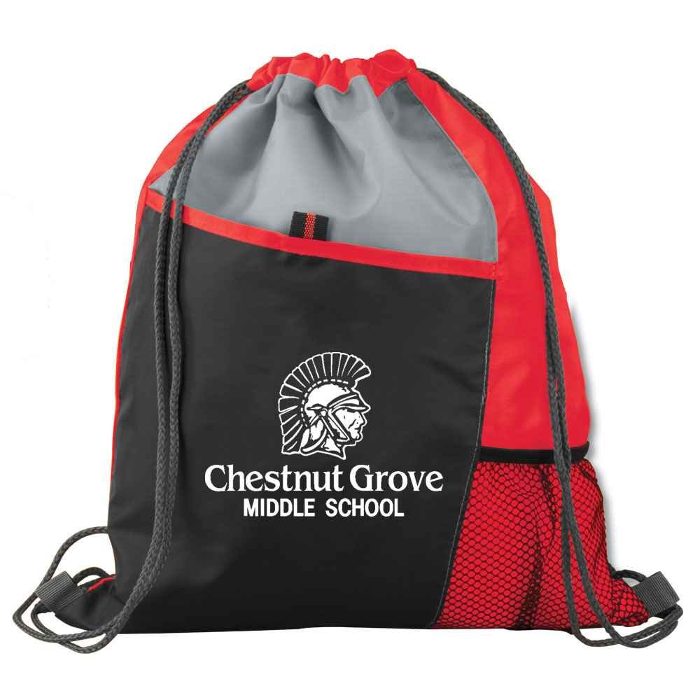 Tri-Tone Red Sport Drawstring Mesh Backpack - Personalization Available ...