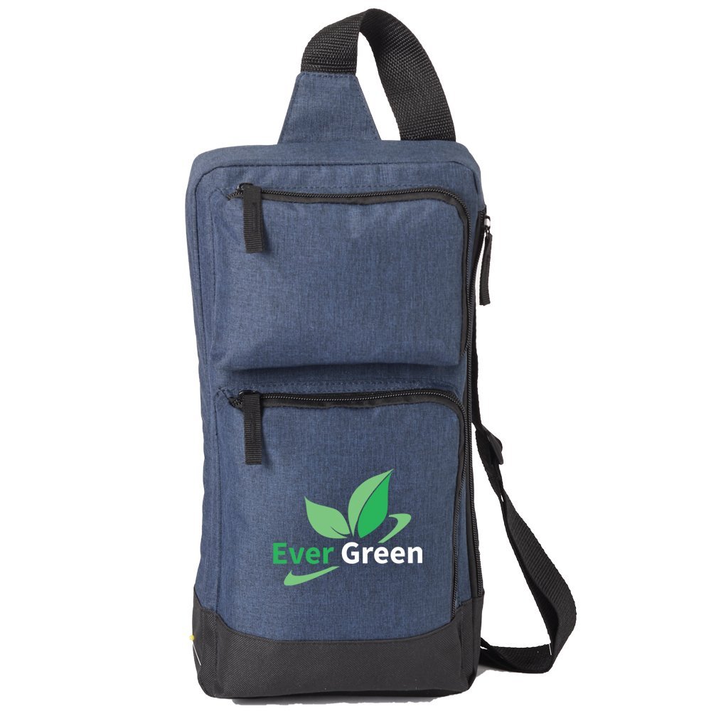 Heathered Navy Modesto Multi-Pocket Sling Bag - Embroidered Personalization Available