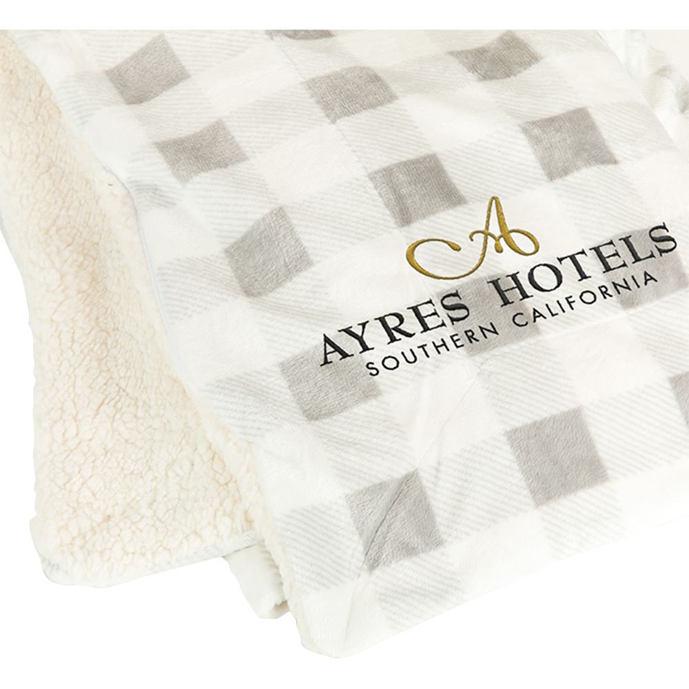 Micro Mink Sherpa Plaid Blanket - Embroidered Personalization Available