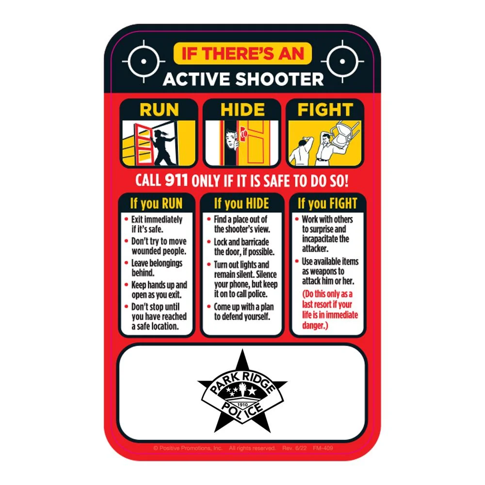 If There’s An Active Shooter (Run, Hide, Fight) Magnet