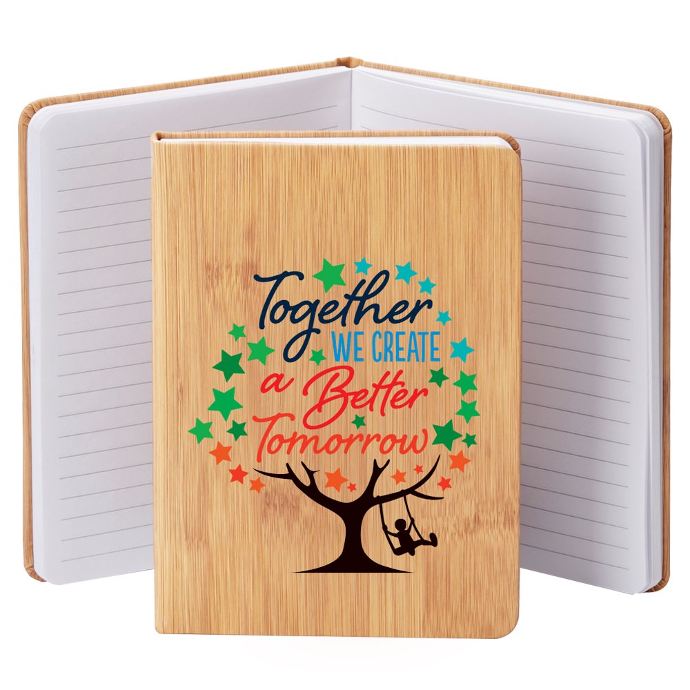 Together We Create A Better Tomorrow Bamboo-Look Journal