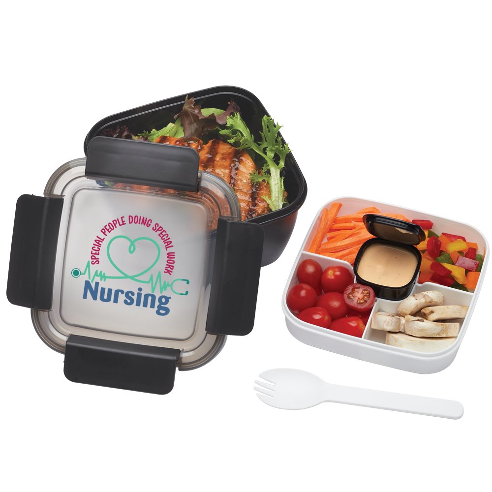 Nursing: Special People Doing Special Work Black Locking Food Container with Compartments