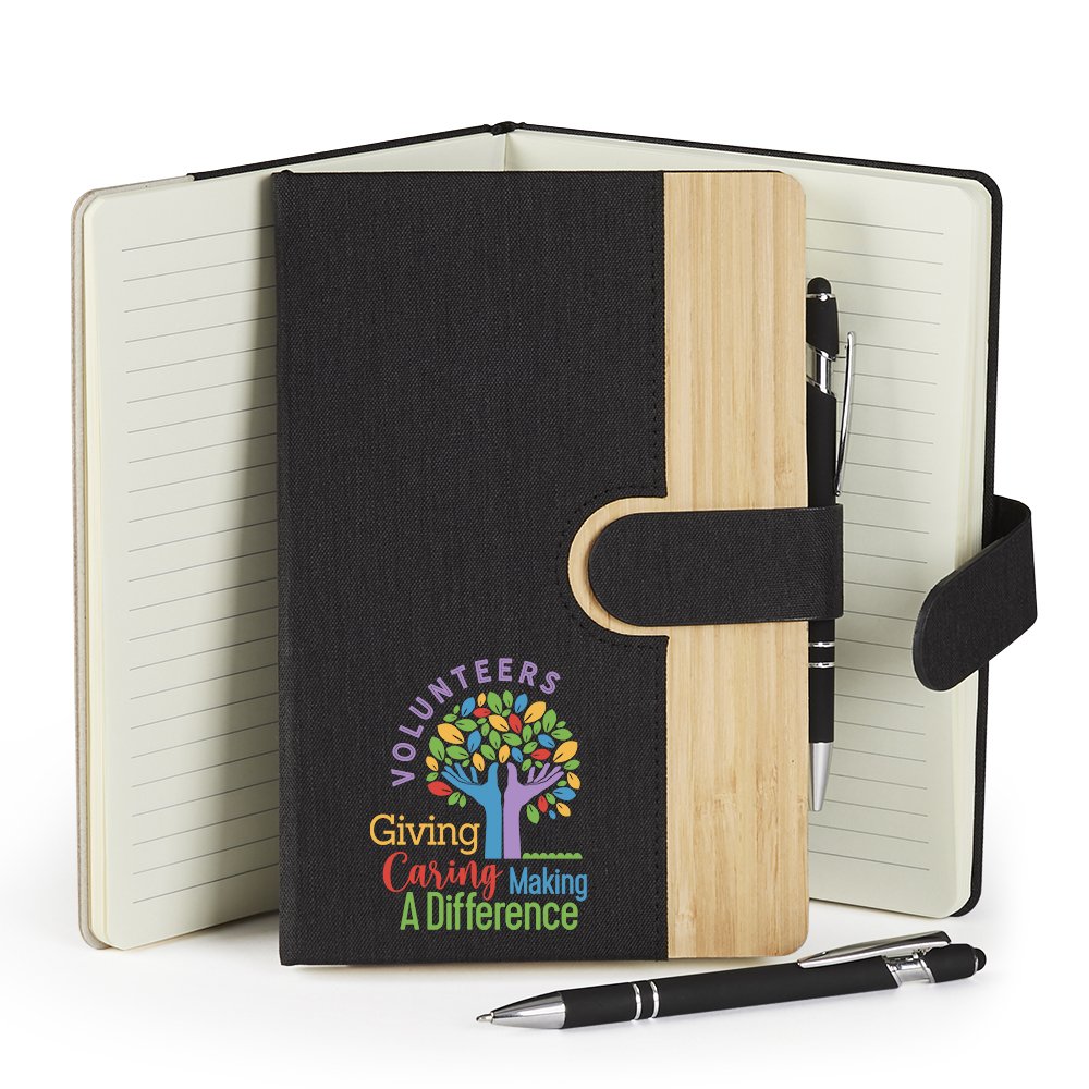 Volunteers: Giving, Caring, Making a Difference rPET Bamboo Journal & Stylus Pen