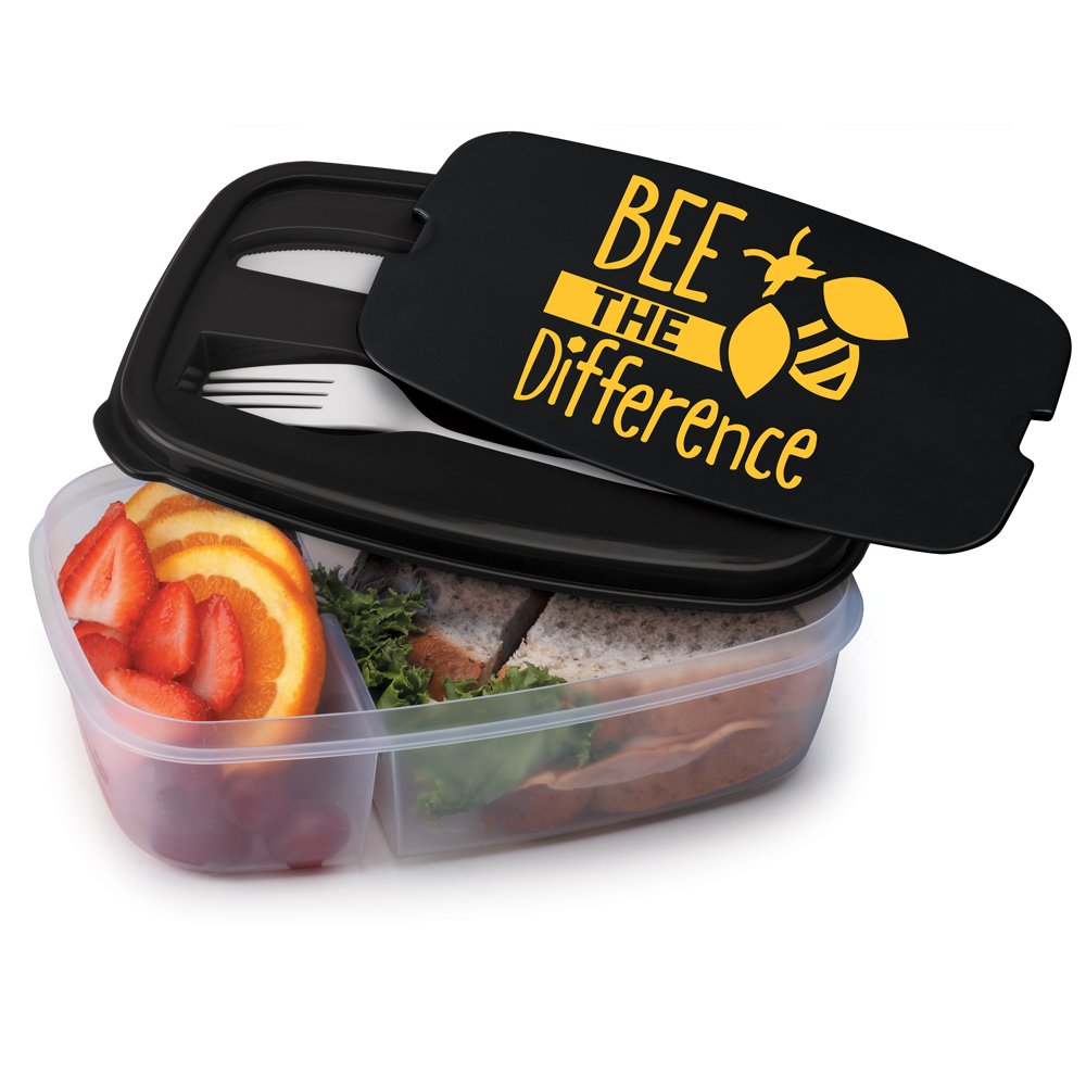 Bee the Difference 2-Section Food Container With Utensils