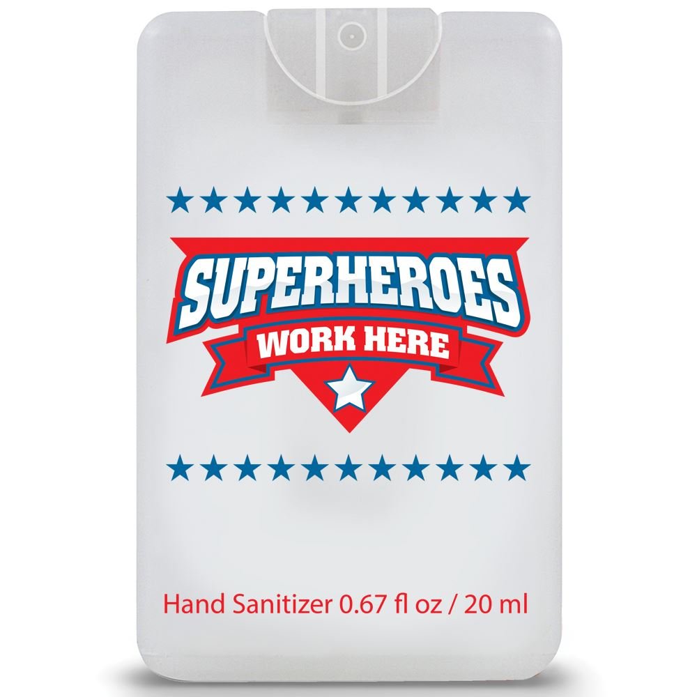 Superheroes Work Here Credit Card Style Hand Sanitizer Spray