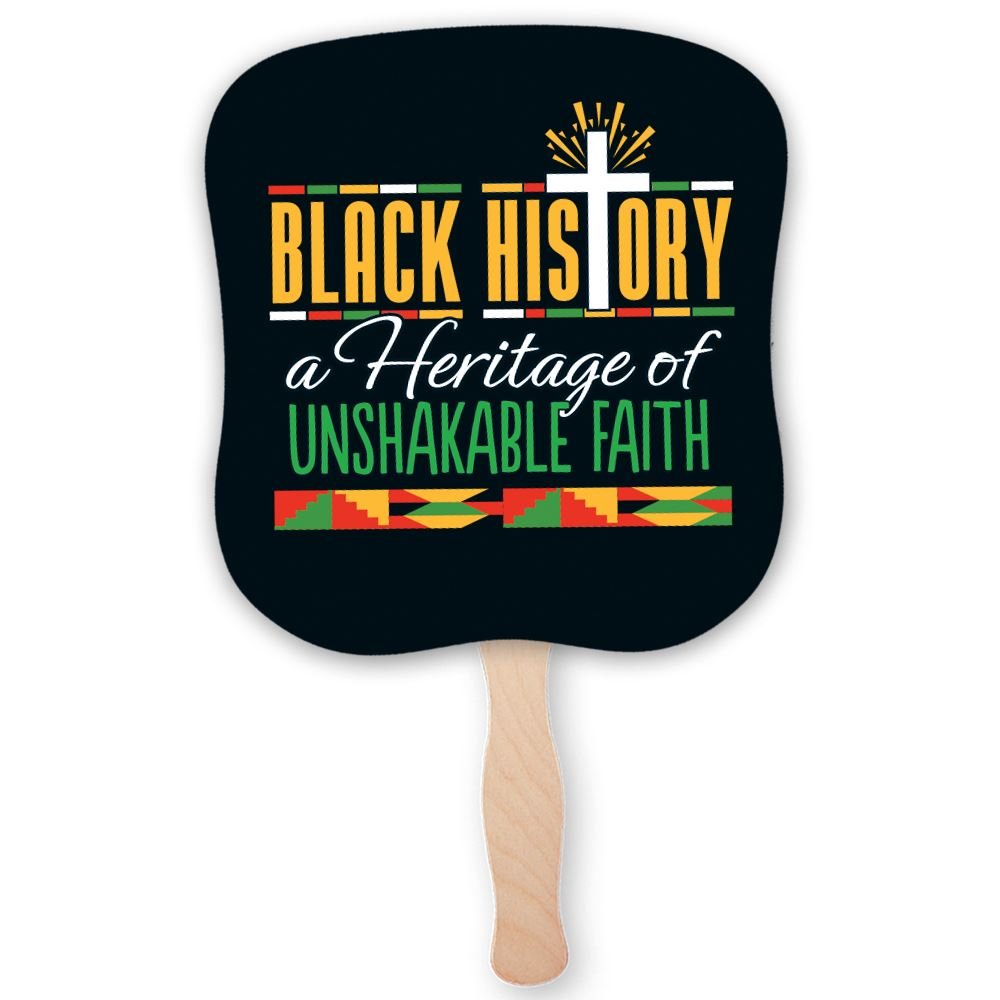 Black History: A Heritage Of Unshakable Faith Hand Fan - Pack of 25