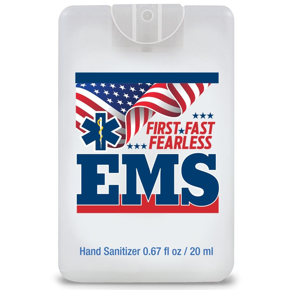 EMS: First. Fast. Fearless Credit Card Style Antibacterial Hand Sanitizer Spray