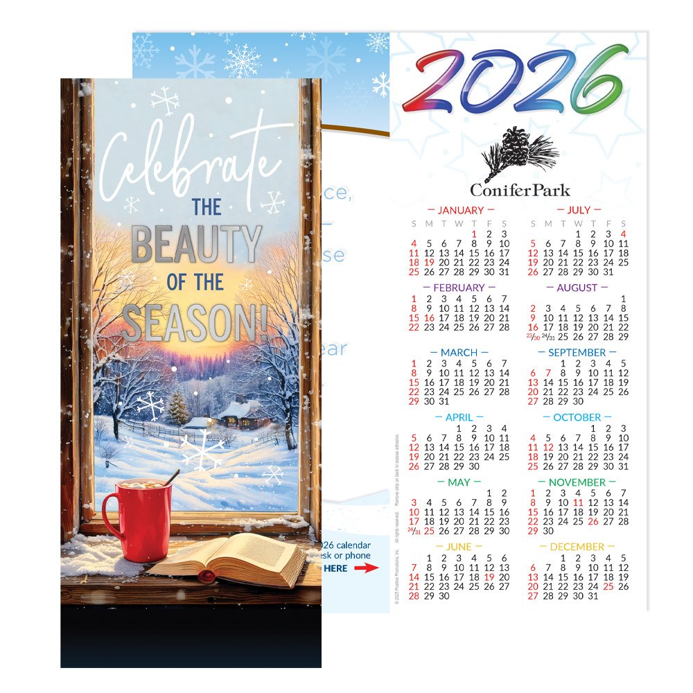 Celebrate the Beauty of the Season! 2026 Silver Foil-Stamped Greeting Card Calendar - One-Color Personalization Available
