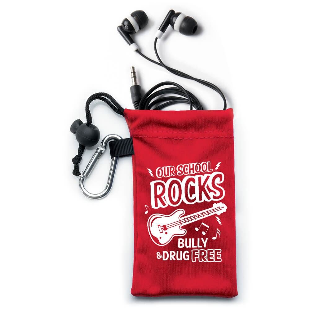 Our School Rocks: Bully & Drug Free Earbuds In Microfiber Pouch