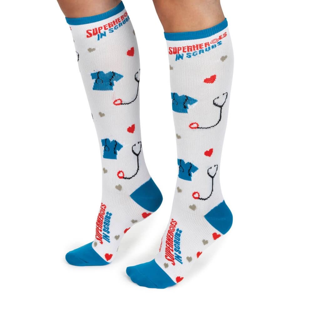 Superheroes In Scrubs Compression Knee Socks