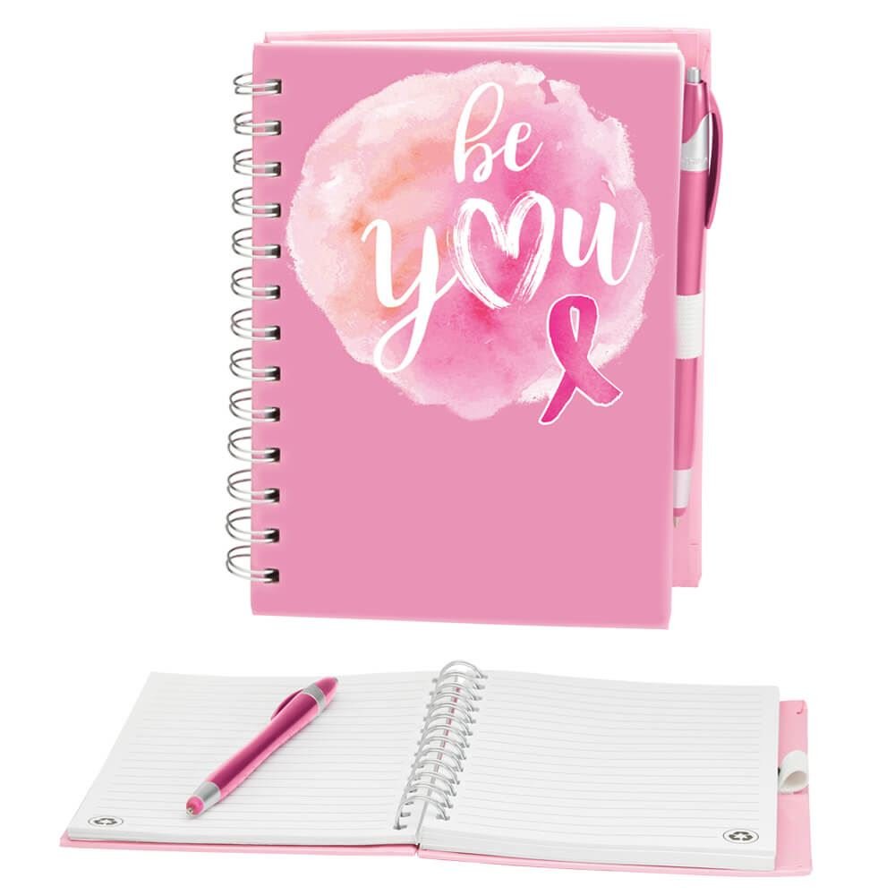 Be You Pink Ribbon Notebook & Stylus Pen Set | Positive Promotions