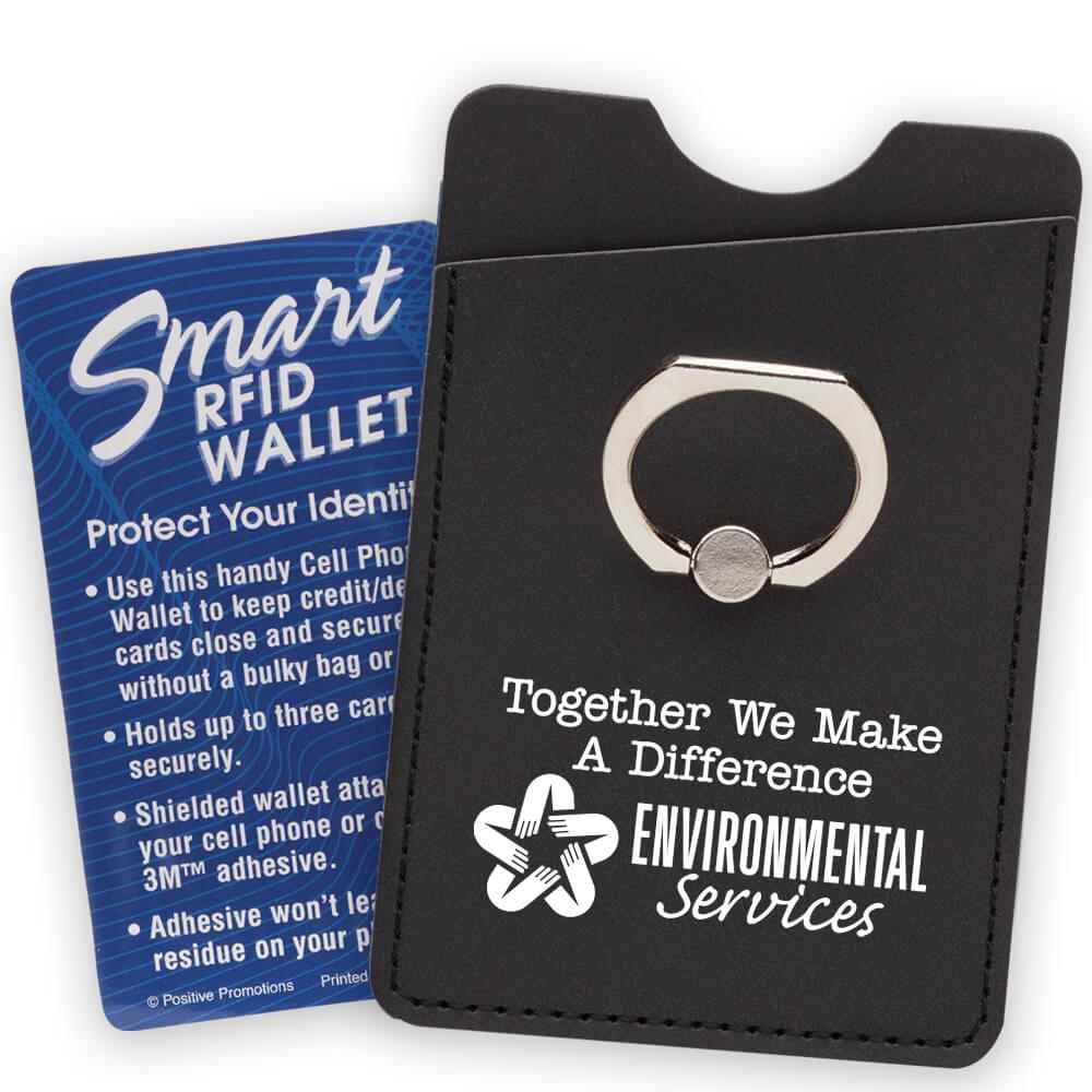 Environmental Services: Together We Make A Difference RFID Smartphone Wallet With Metal Ring Stand