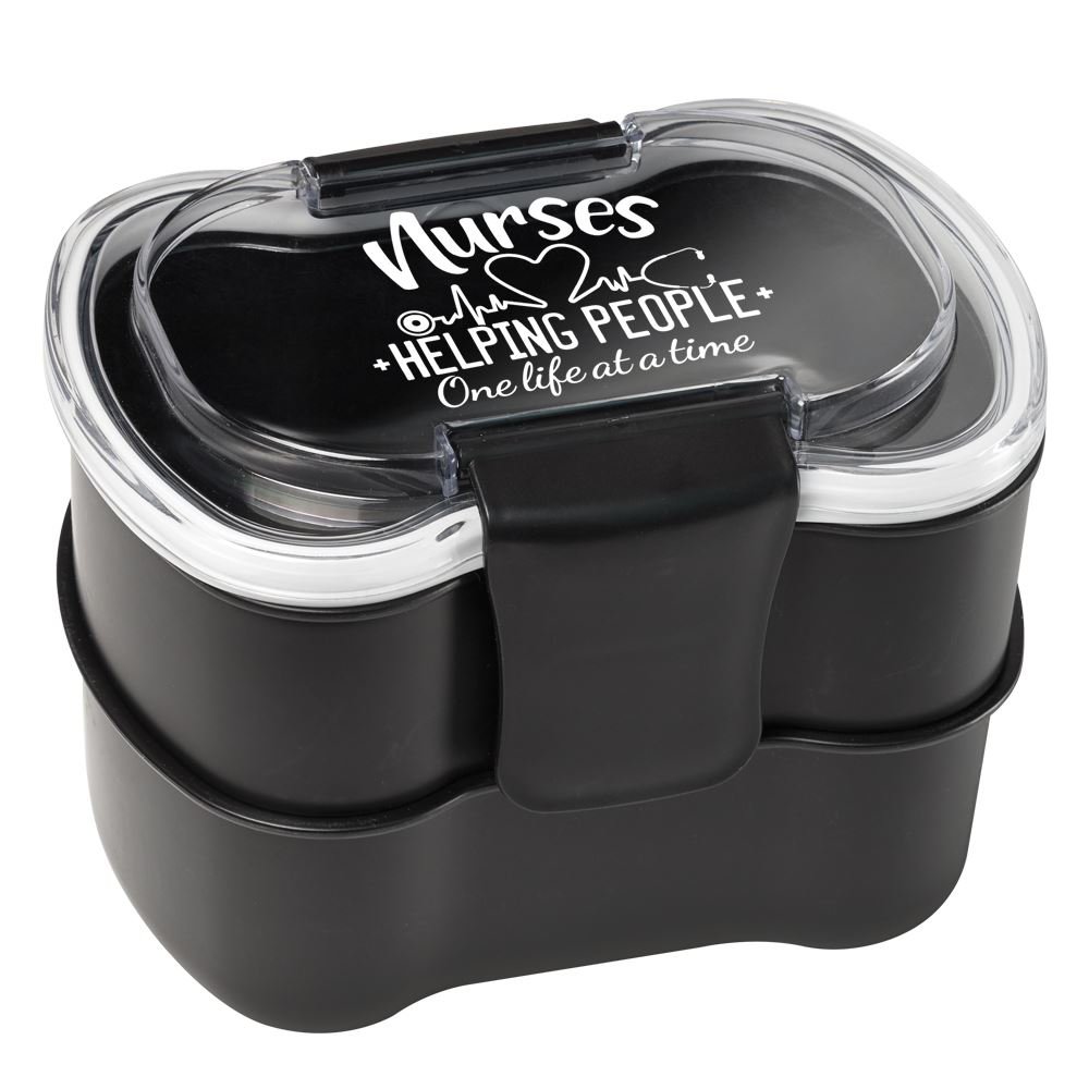 Nurses: Helping People One Life At A Time 2-Tier Locking Food Containers