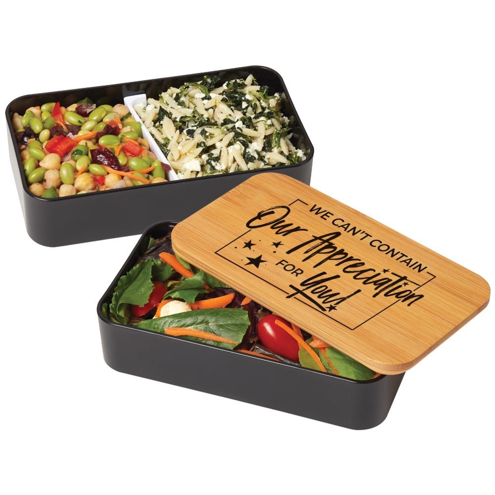 We Can't Contain Our Appreciation For You! Eco-Friendly 2-Tier Wheat Fiber & Bamboo Bento Box