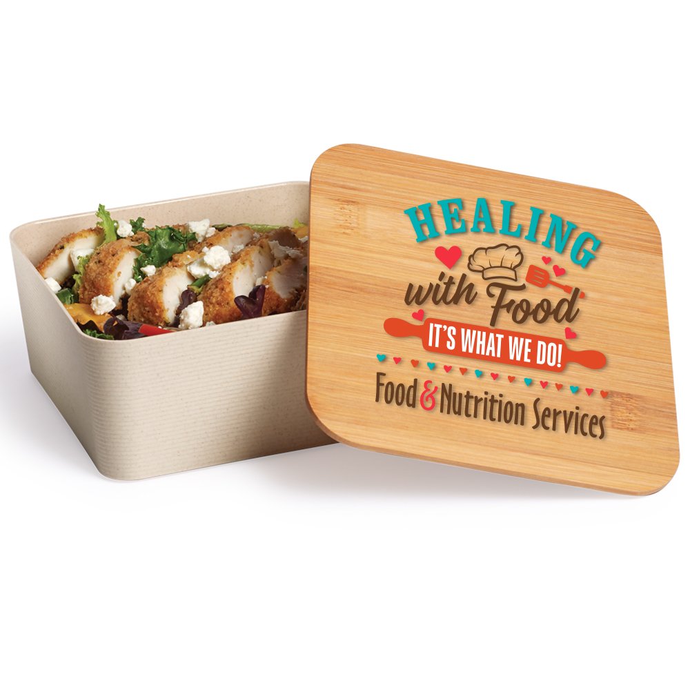 Healing With Food: It's What We Do! Food & Nutrition Services Bamboo/Wheat Eco Food Container with Utensils