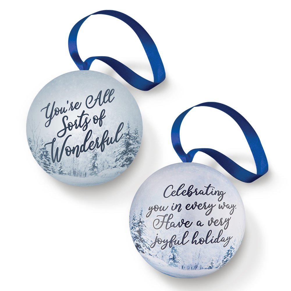 You're All Sorts of Wonderful Round Metal Ornament in Holiday Gift Box