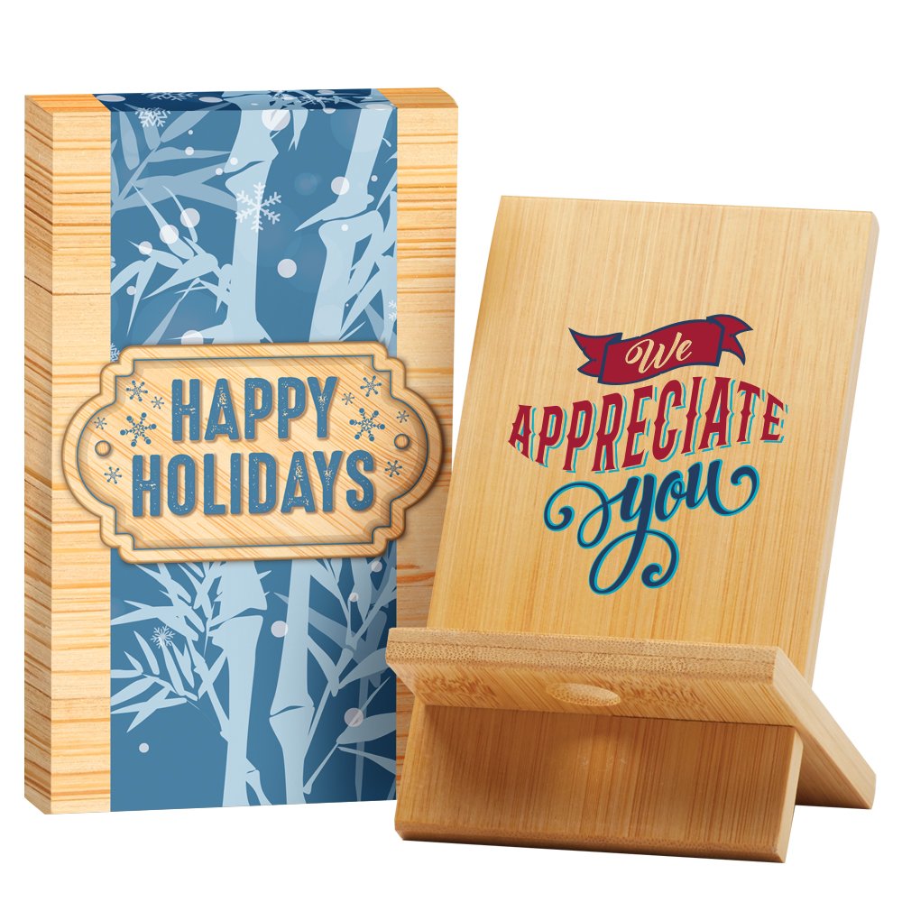 We Appreciate You Bamboo Phone/Tablet Holder in Holiday Gift Box