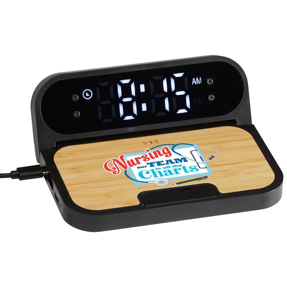 Nursing: Our Team Is Off the Charts Bamboo 2-in-1 Wireless Charging Pad with Digital Clock