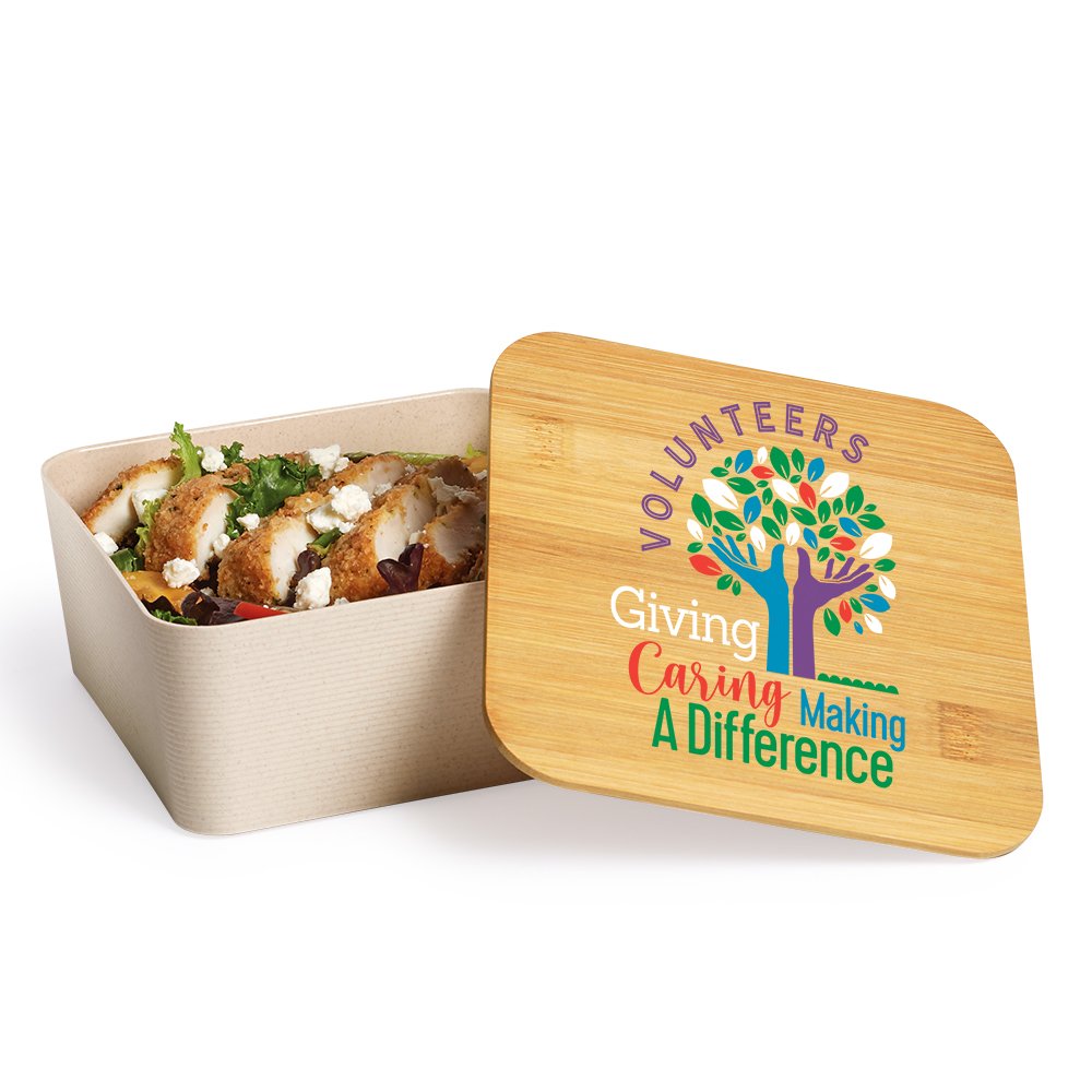 Volunteers: Giving, Caring, Making a Difference Bamboo/Wheat Eco Food Container with Utensils