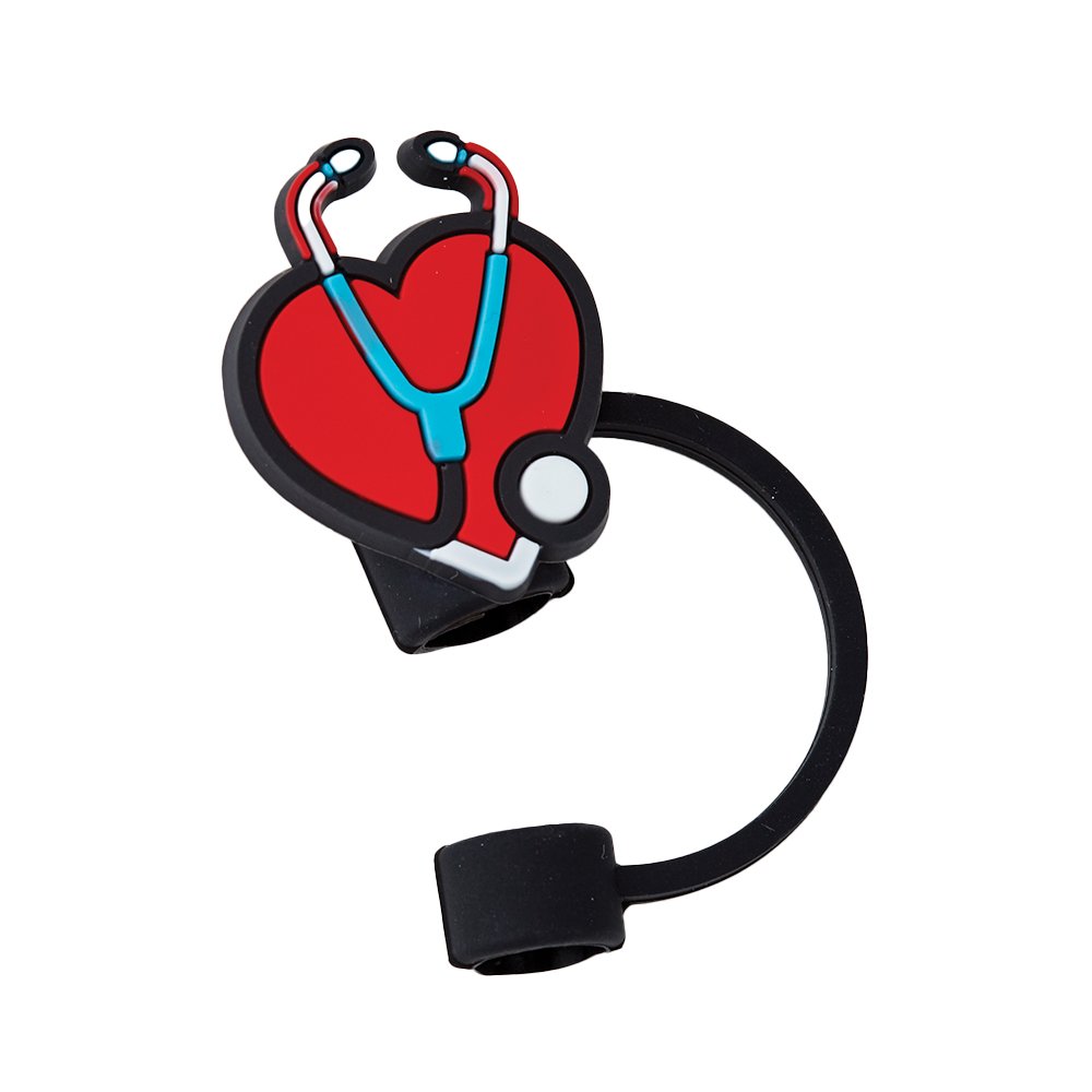 Heart Stethoscope Silicone Straw Topper