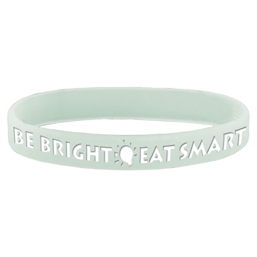 Be Bright, Eat Smart Glow-In-The-Dark Silicone Message Wristbands - Pack of 10