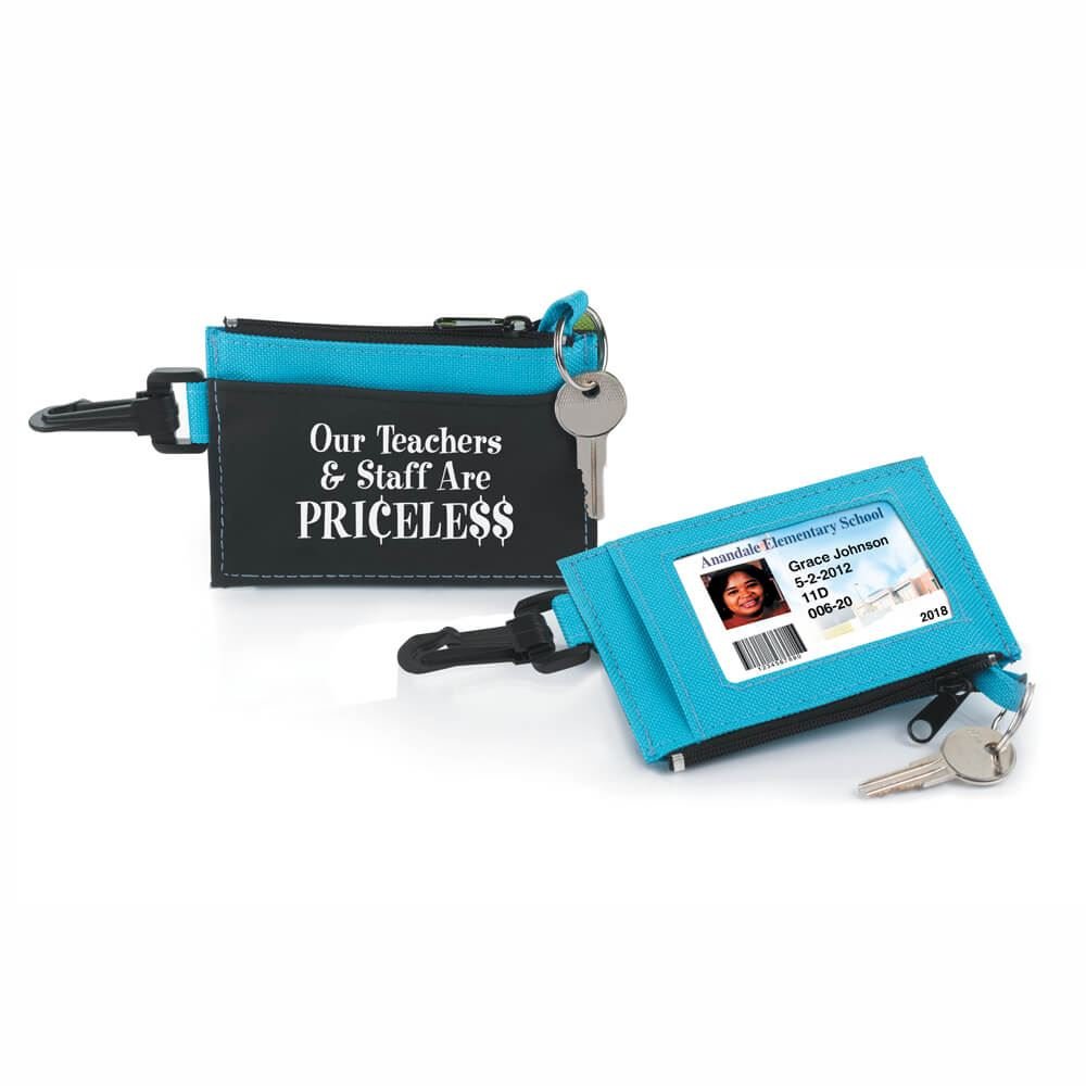 Our Teachers & Staff Are Priceless Blue Fabric Wallet WIth Key Ring