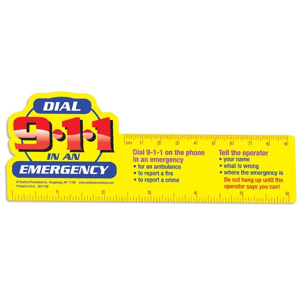 Dial 9-1-1 In An Emergency Laminated Ruler | Positive Promotions
