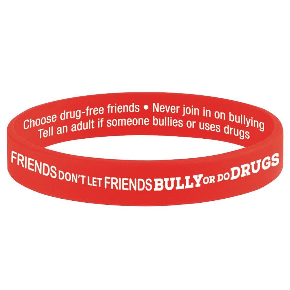 Friends Don't Let Friends Bully Or Do Drugs 2-Sided Silicone Awareness Bracelet - Pack of 25