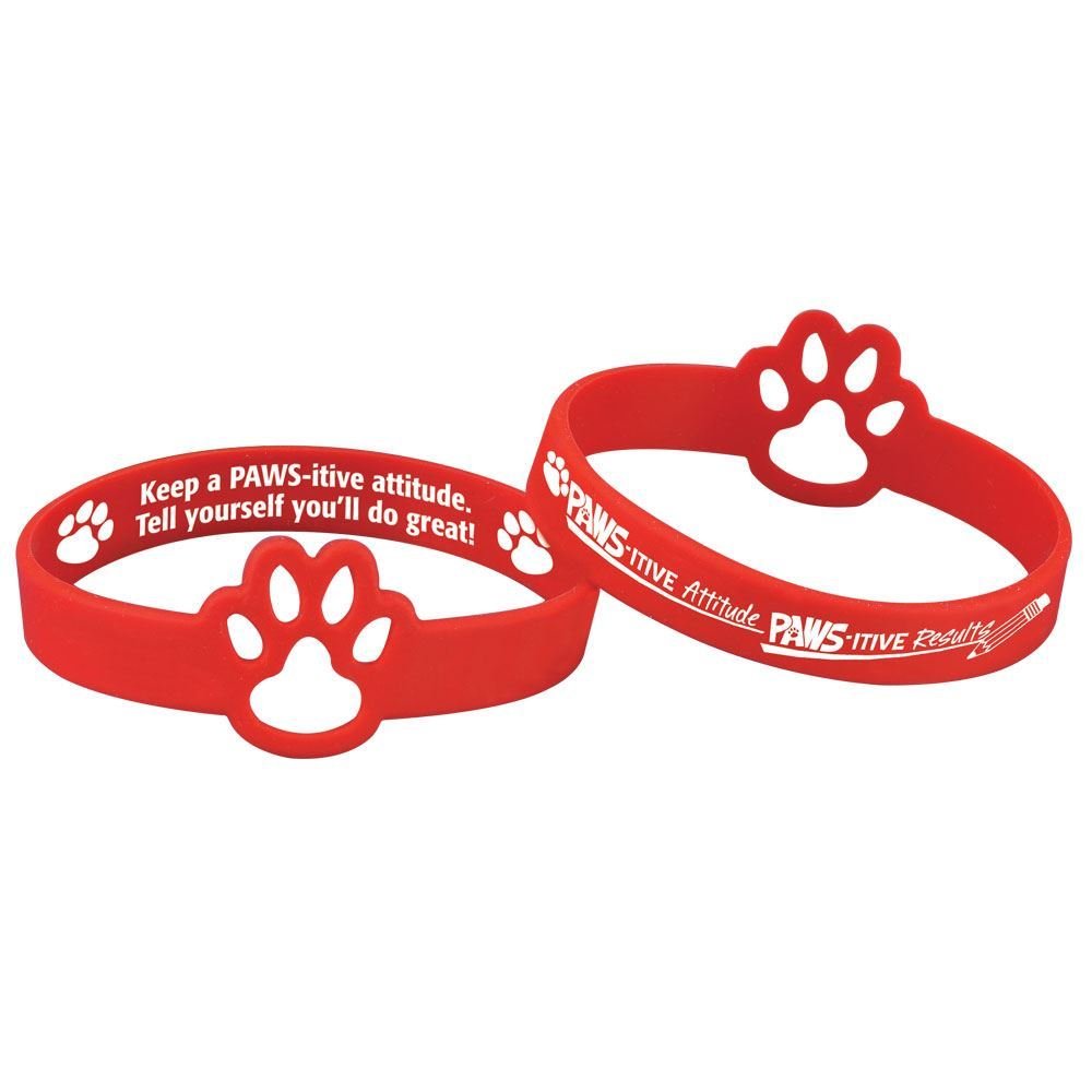 PAWS-itive Attitudes PAWS-itive Results Die-Cut 2-Sided Silicone Bracelets - Pack of 10