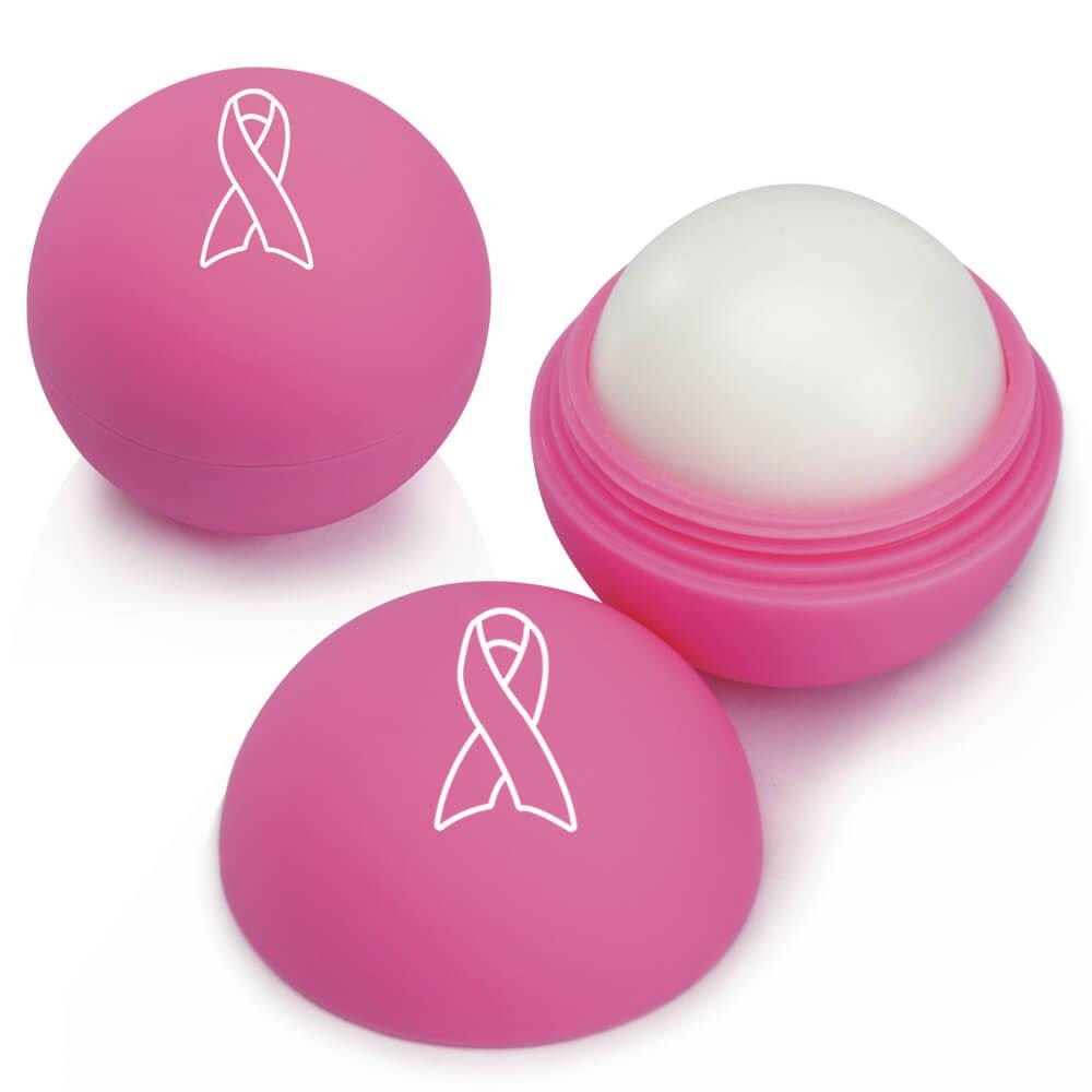 Pink Ribbon Lip Balm Ball - Pack of 10